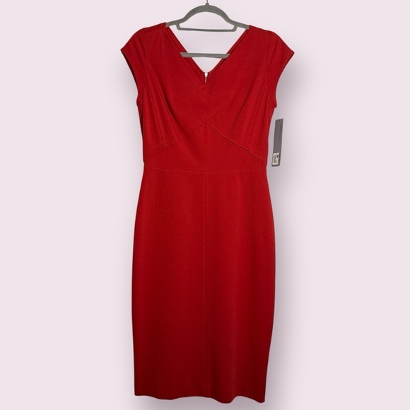 Classiques Entier Dresses & Skirts - Classiques Entier Red VNeck Sheath Dress 2